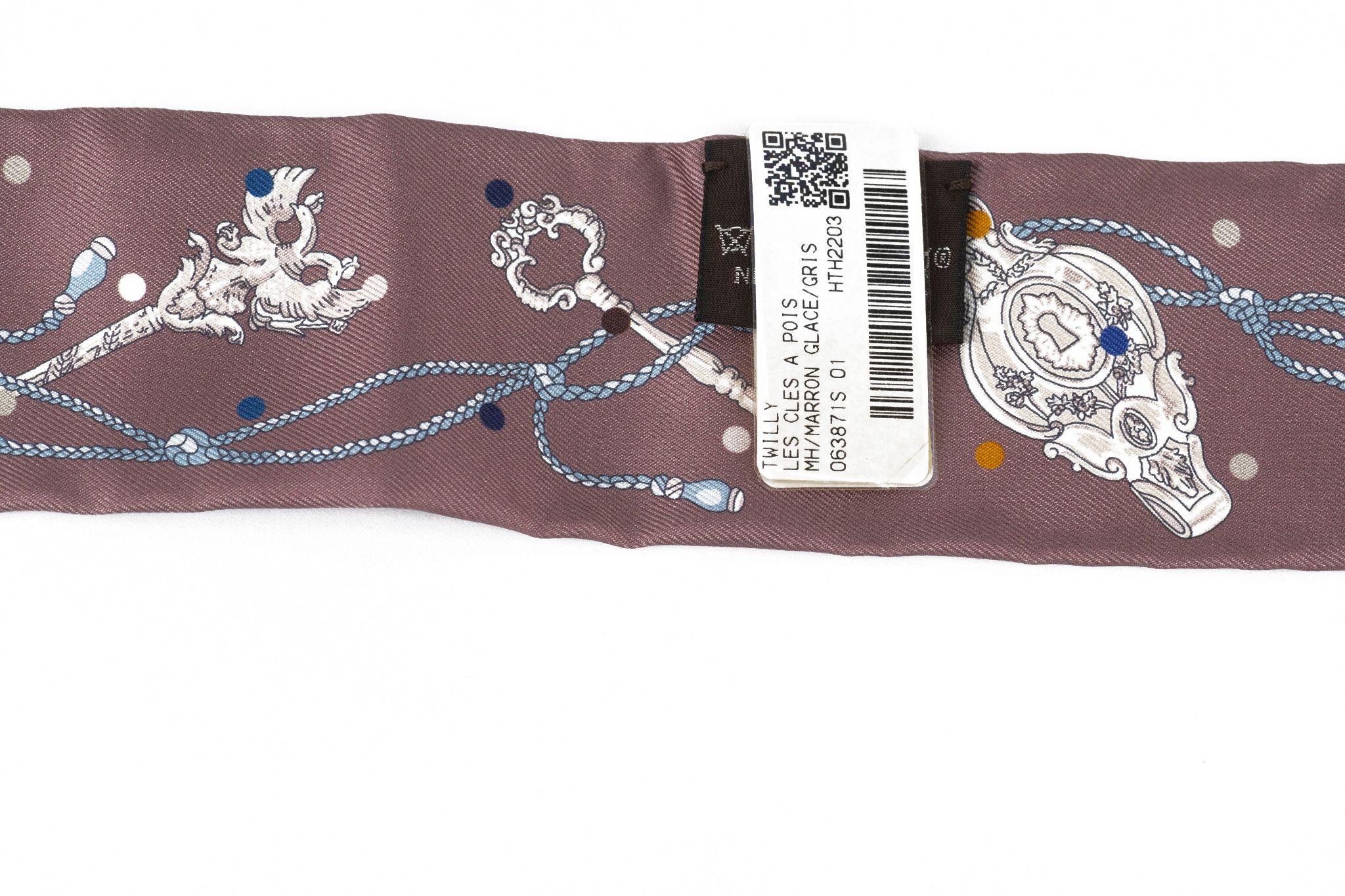 Marron Hermès New Les Cles A Pois Shadow Twilly en vente