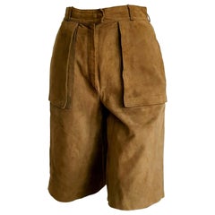 HERMÈS "New" Light Brown Shorts Bermuda Suede Pants - Unworn