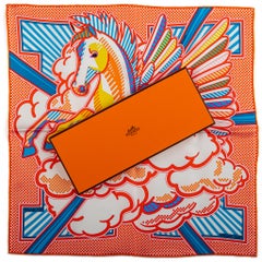 Hermes New Limited Edition Pegase Silk Gavroche Scarf Orange
