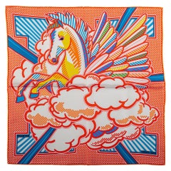 Hermes New Limited Edition Pegase Silk Gavroche Scarf Orange