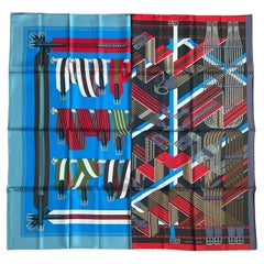 Hermes NEW Marin/ Cobalt/ Noir/ Rouge Foulard en soie doubleangle 90cm