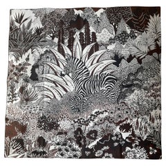 Hermes NEW Marron/ Noir/ Blanc Mountain Zebra 90cm Silk Scarf by Alice Shirley