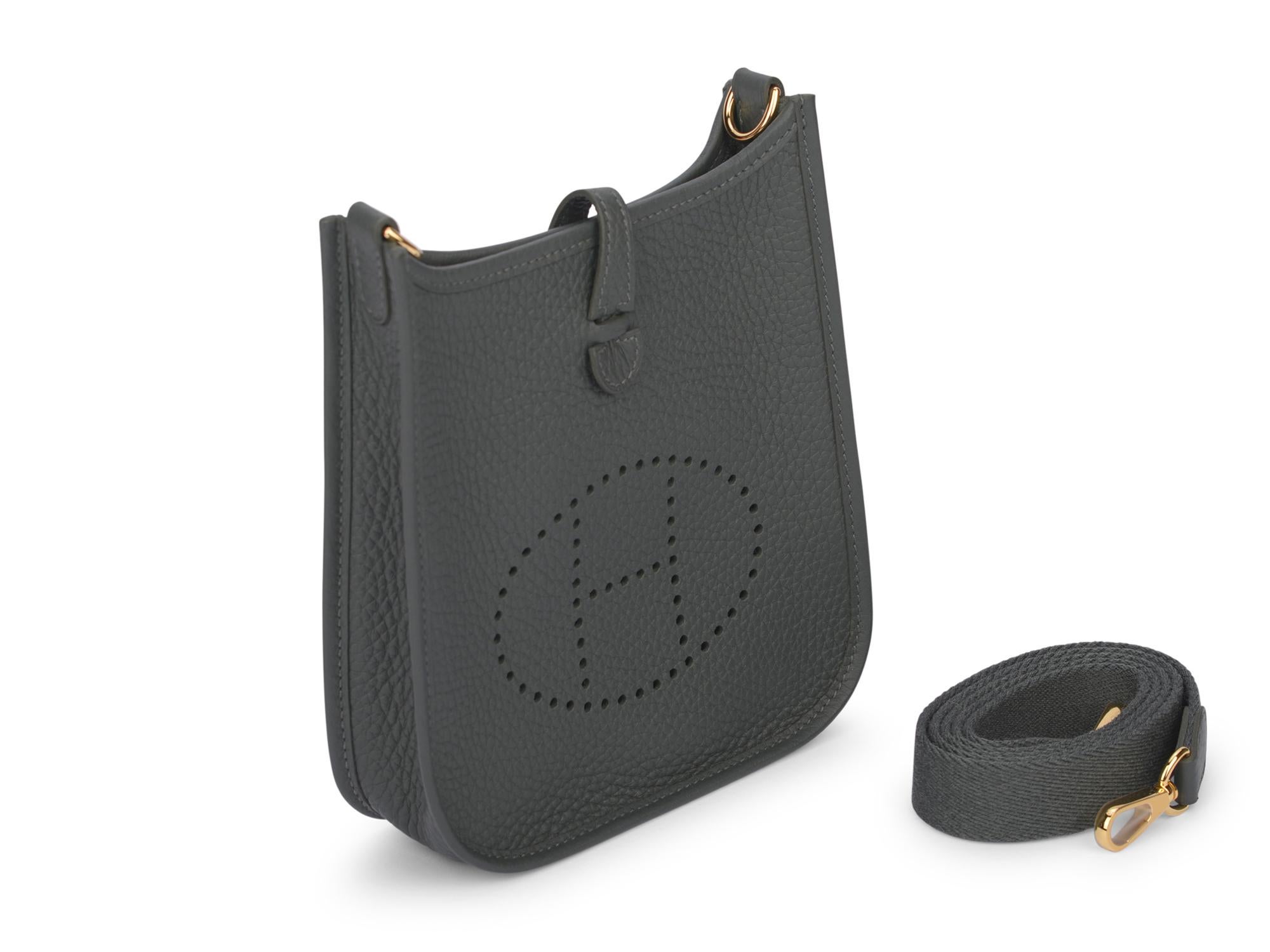 Hermes New Mini Evelyne Mangrove Gold (Grau) im Angebot