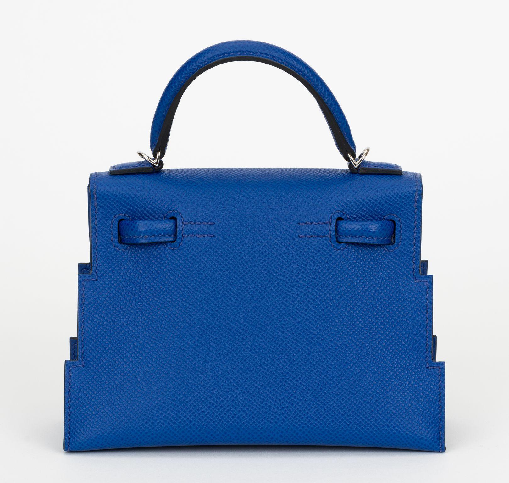 Hermès New Mini Kelly Idole Picto Blue en vente 1