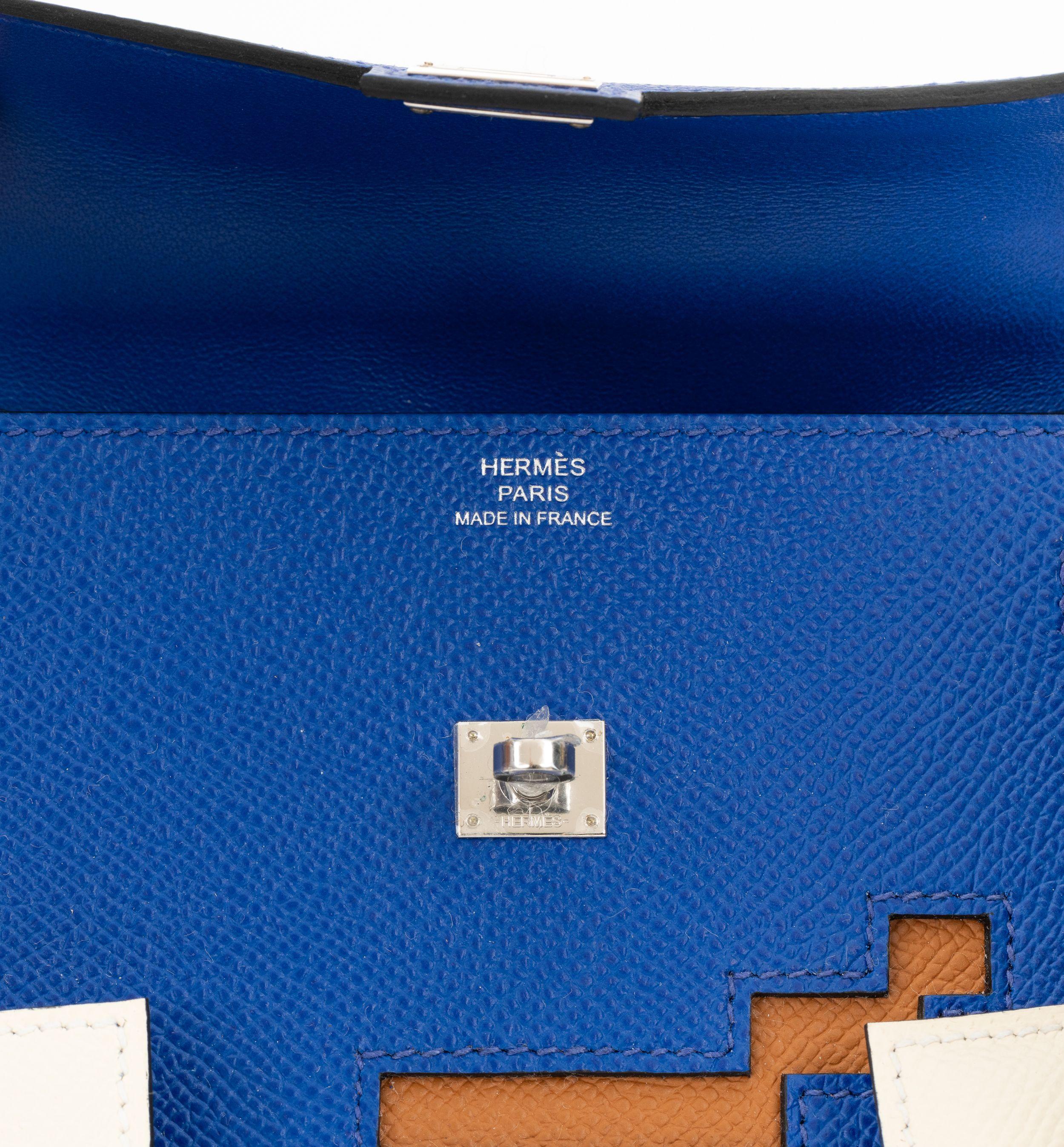 Hermès New Mini Kelly Idole Picto Blue en vente 4