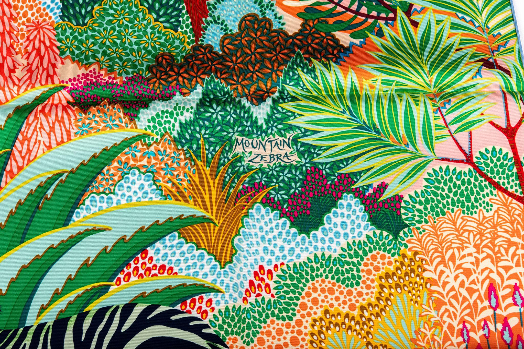 Women's Hermès New Mountain Zebra Green Scarf