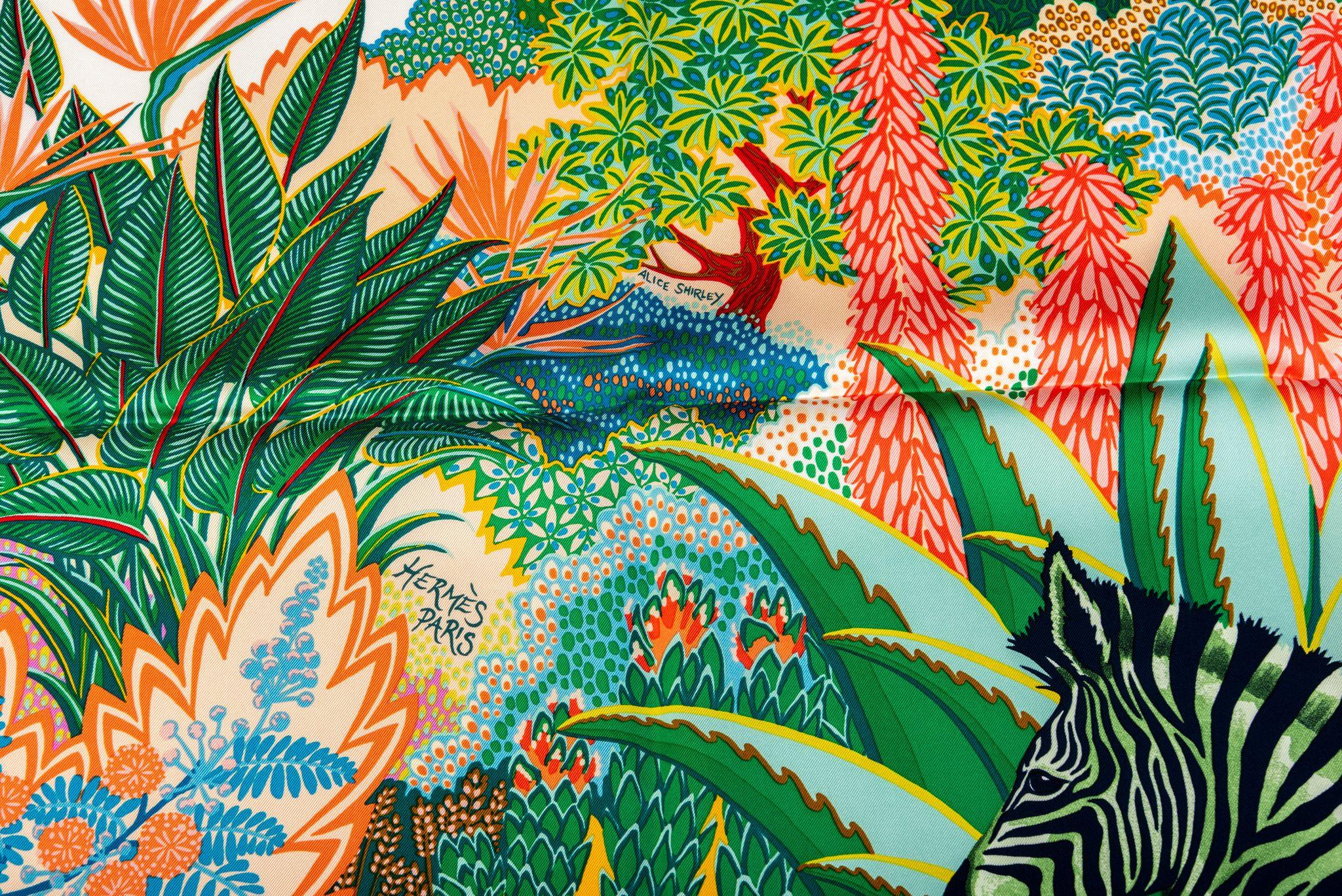 Hermès New Mountain Zebra Green Scarf 2