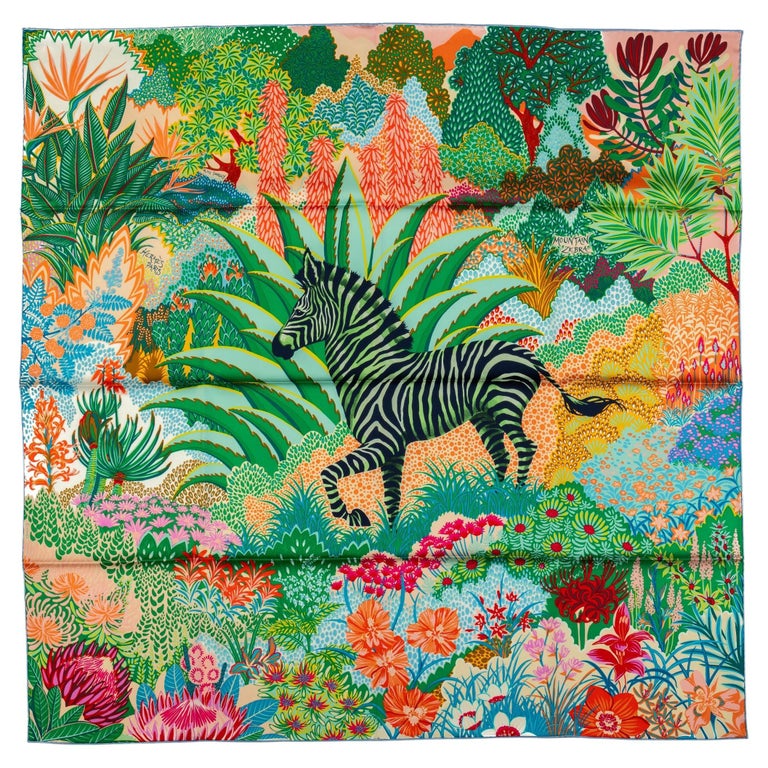 Hermès New Mountain Zebra Green Scarf at 1stDibs