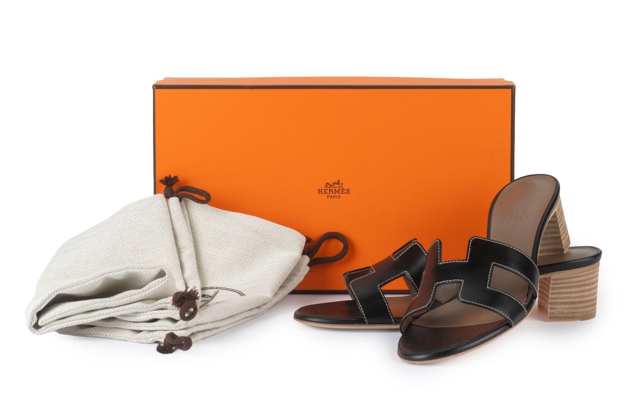 Hermès Nueva Sandalia Oasis Negra 37.5 en venta 4