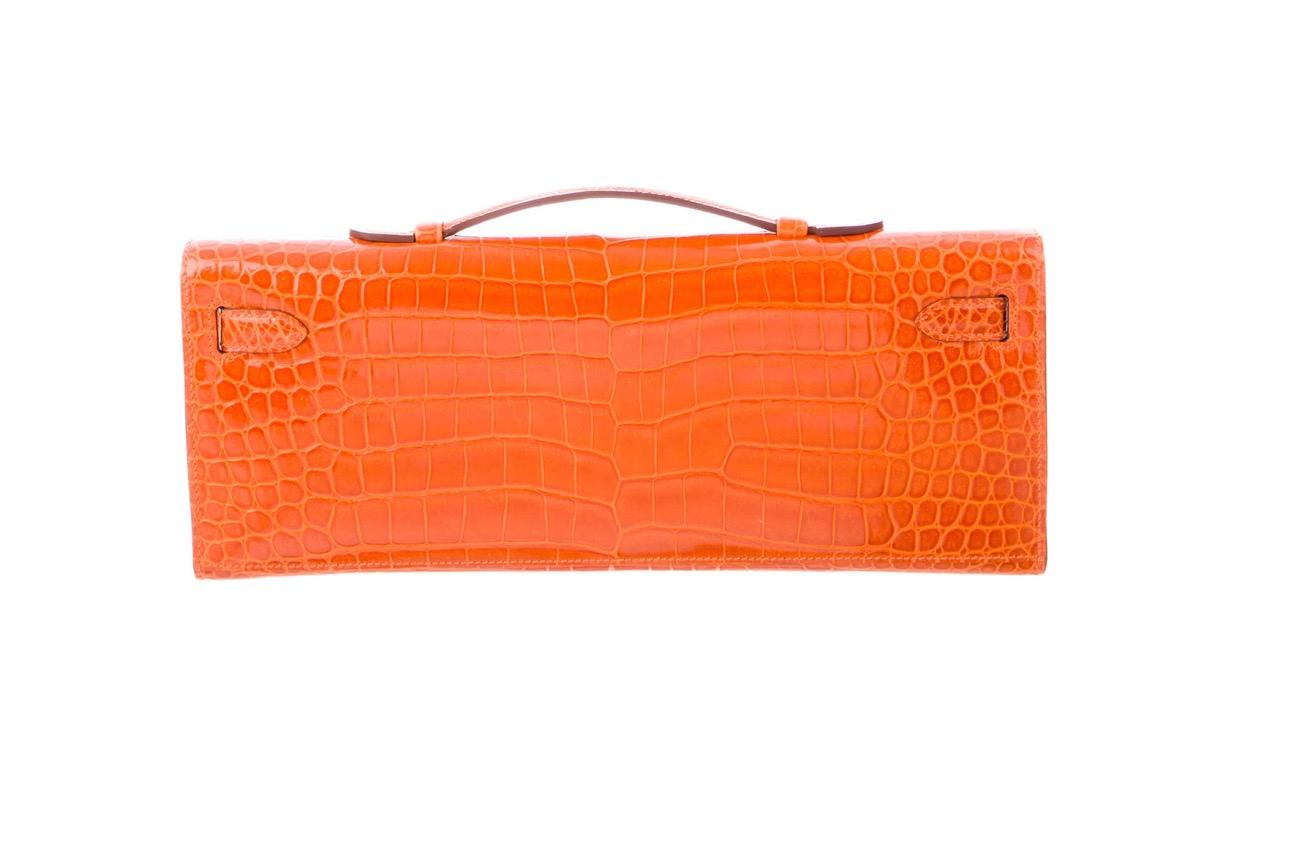 hermes orange crocodile bag