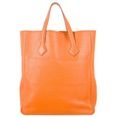 Hermes NEW Orange Leather Large Shopper Carryall Travel Top Handle Shoulder Tote