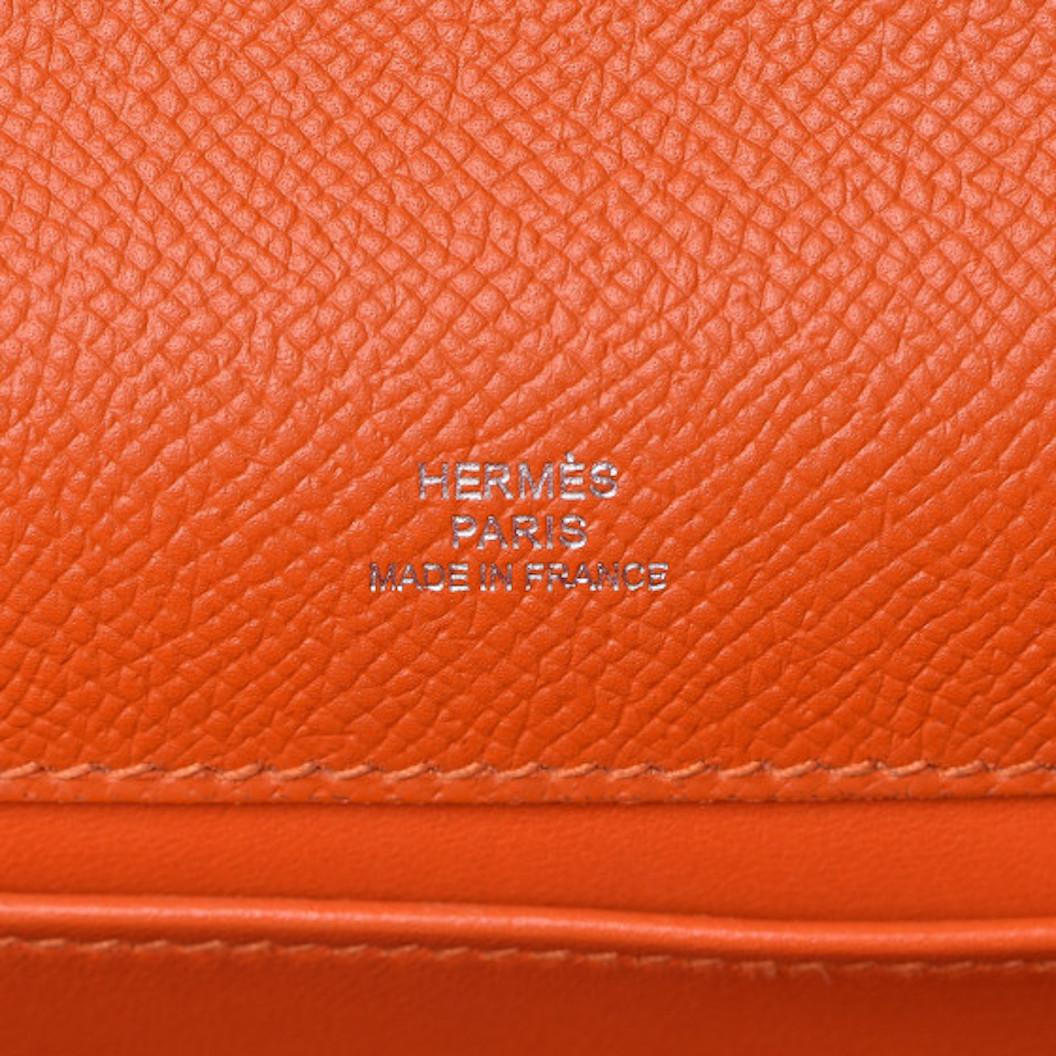 Hermes NEW Orange Leather Palladium Top Handle Satchel Small Tote Bag in Box 1