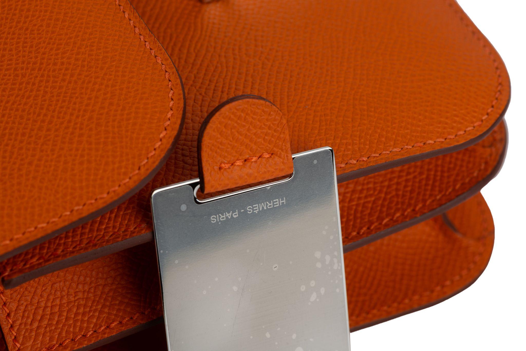 Hermes New Orange Mini Constance Handbag For Sale 7