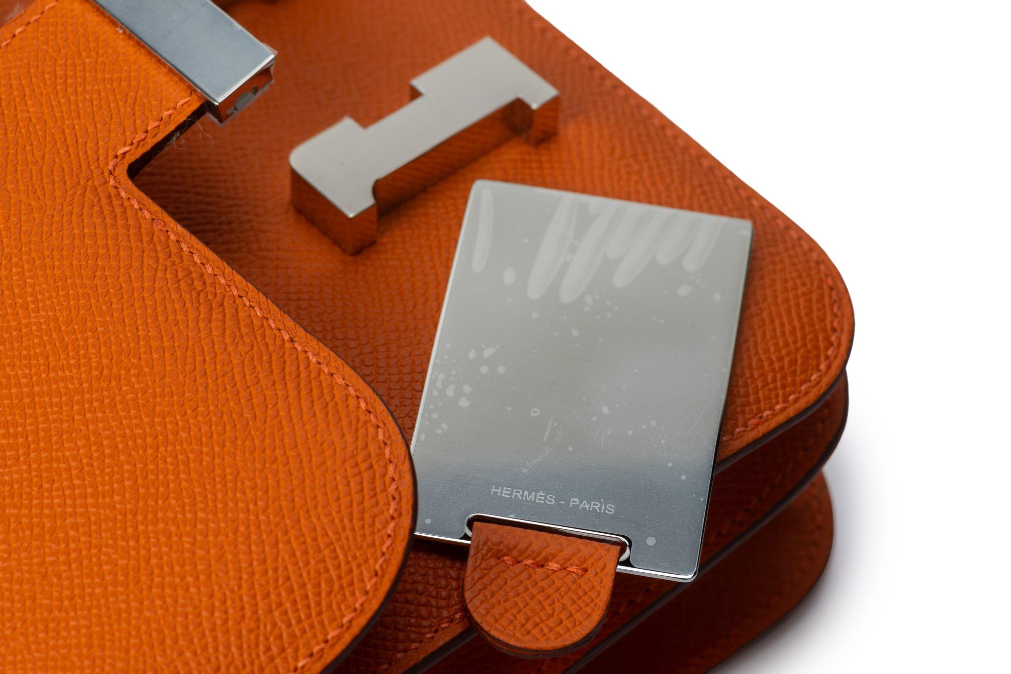 Hermes New Orange Mini Constance Handbag For Sale 8