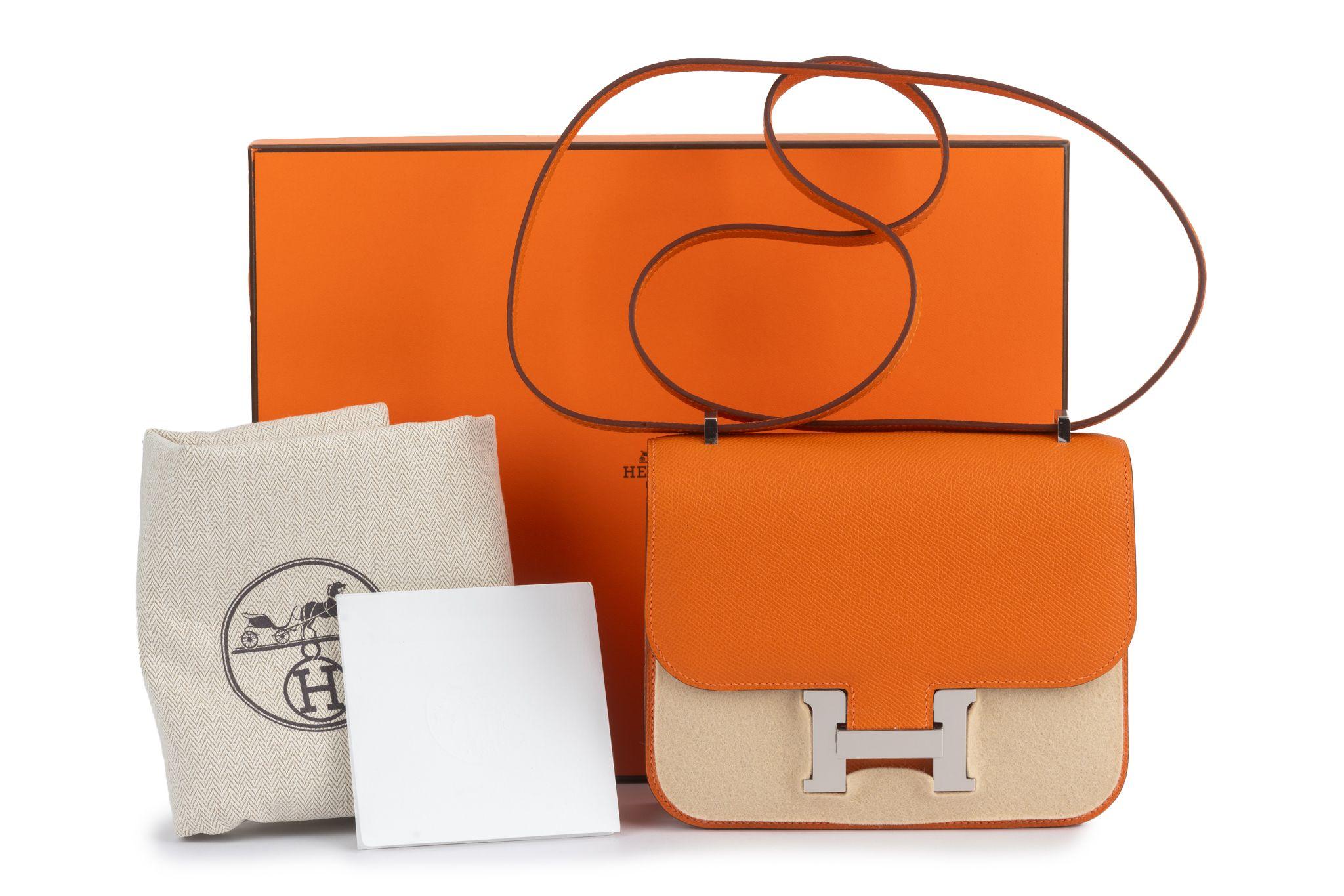 Hermes New Orange Mini Constance Handbag For Sale 9