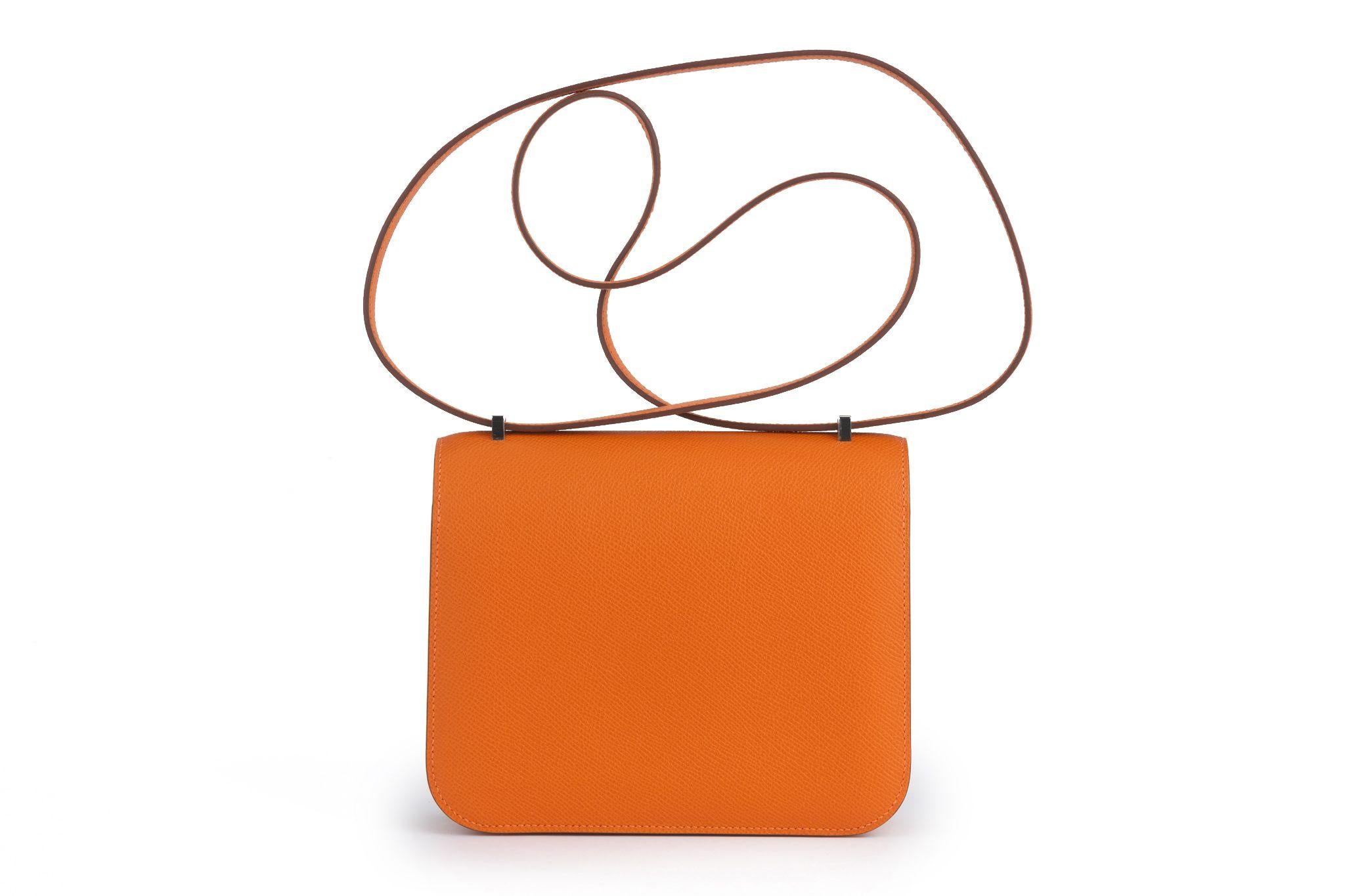 Hermes New Orange Mini Constance Handbag In New Condition For Sale In West Hollywood, CA