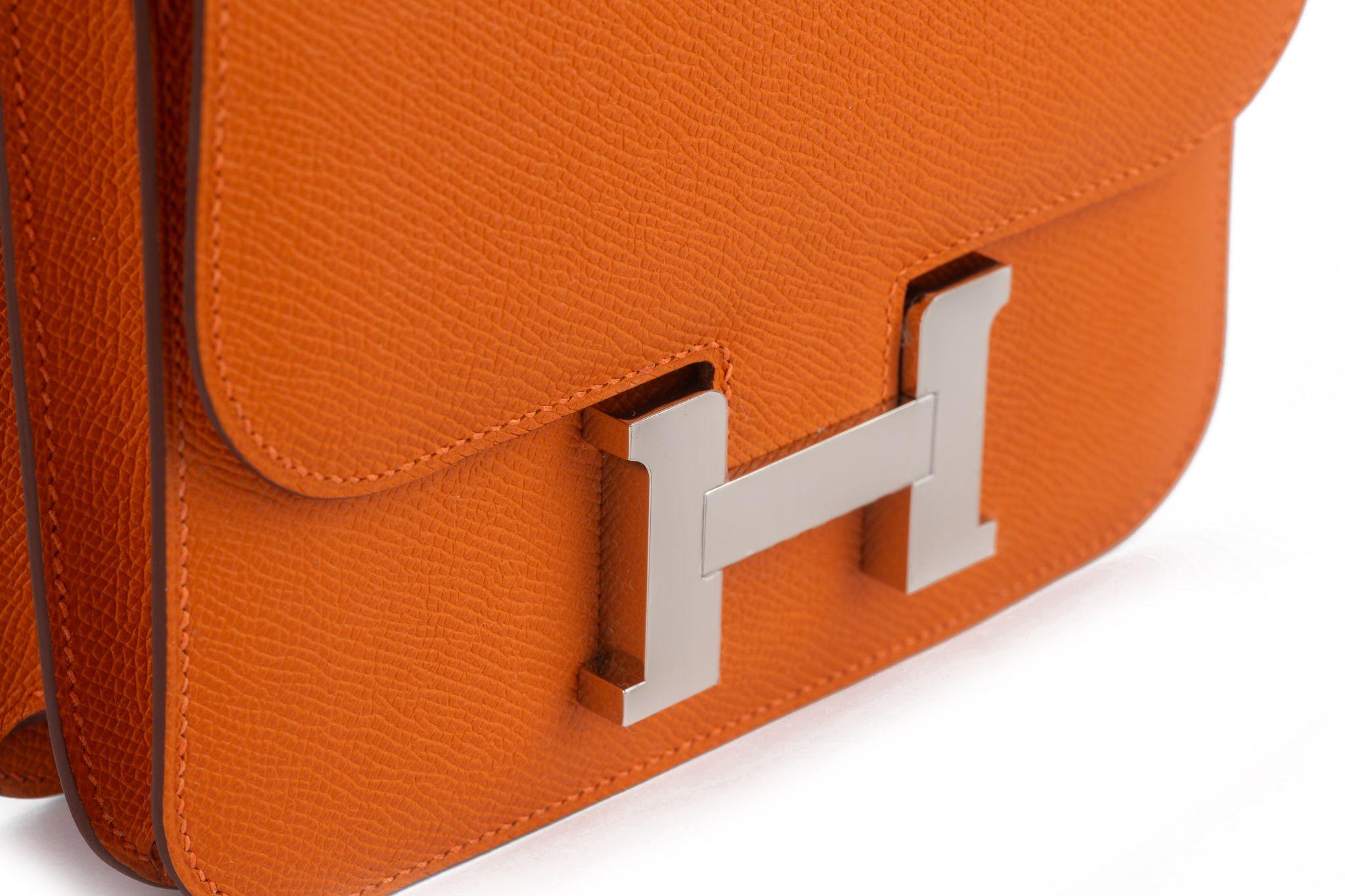 Hermes New Orange Mini Constance Handbag For Sale 1