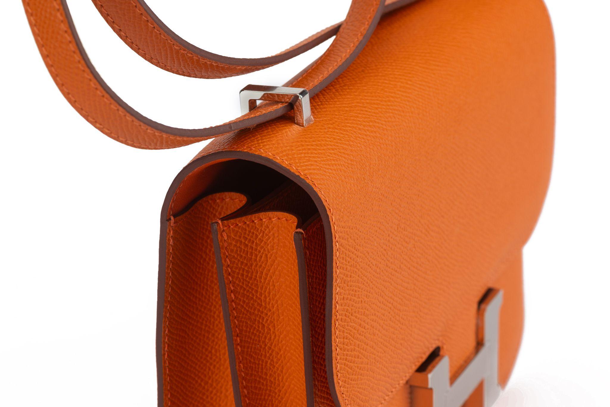 Hermes New Orange Mini Constance Handbag For Sale 2