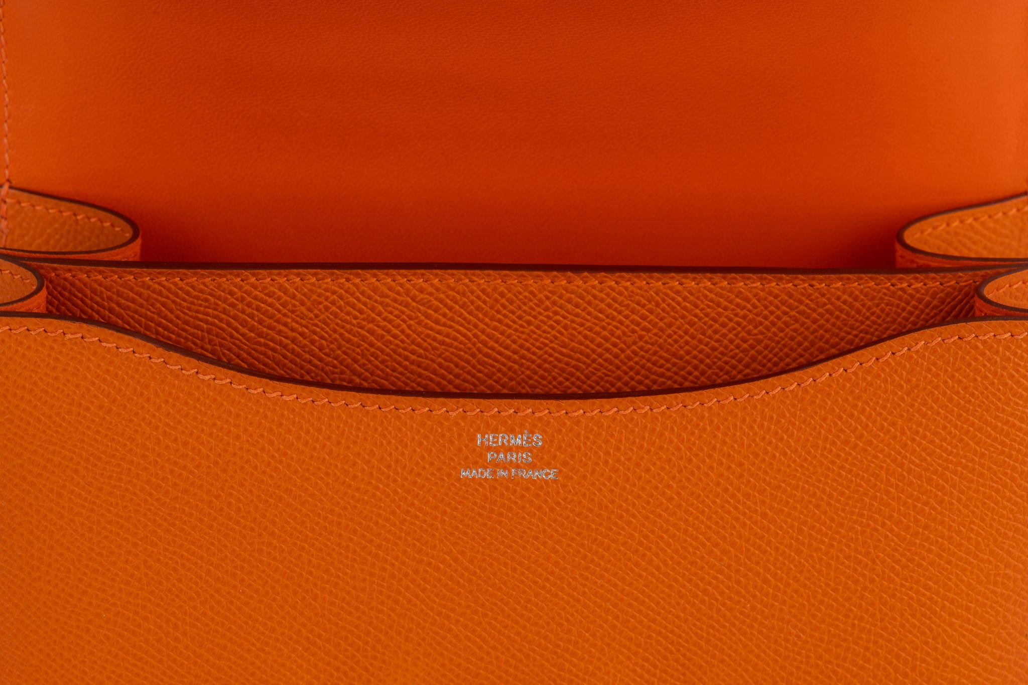 Hermes New Orange Mini Constance Handbag For Sale 4
