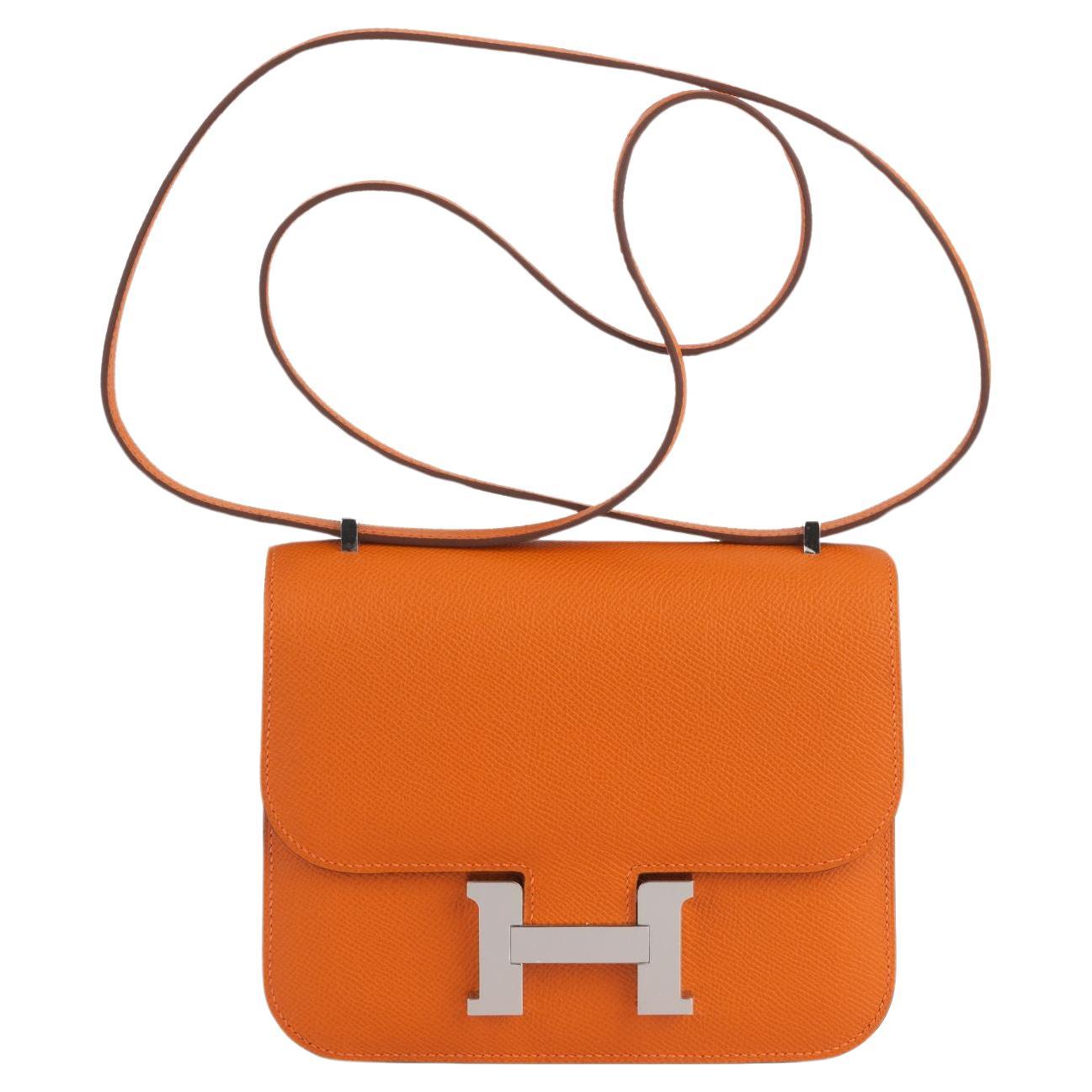 Hermes New Orange Mini Constance Handbag For Sale