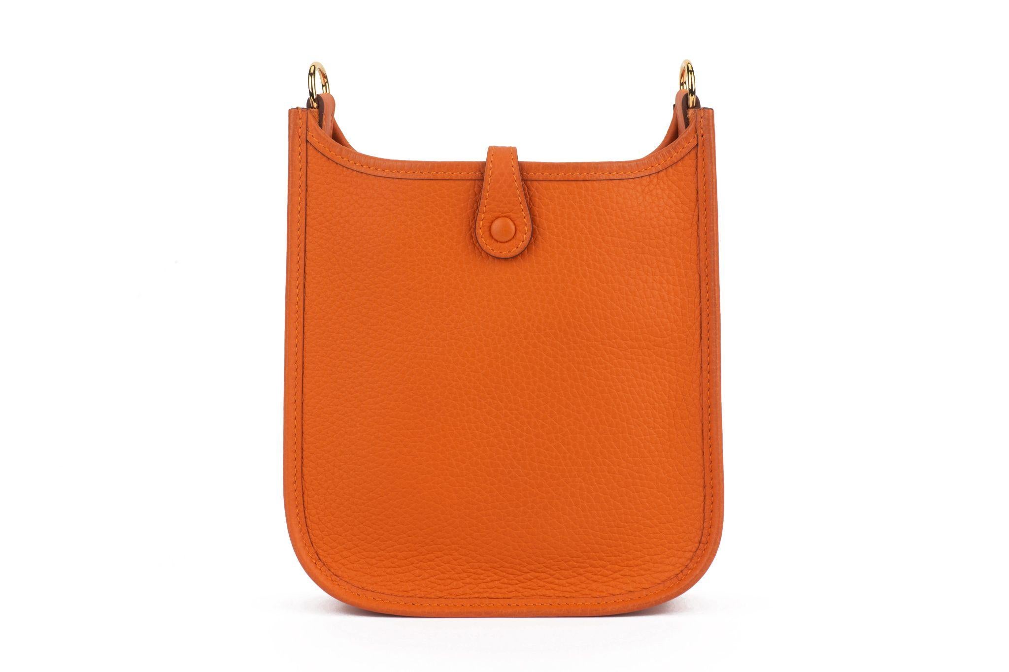 Women's Hermès New Orange Mini Evelyne Gold For Sale