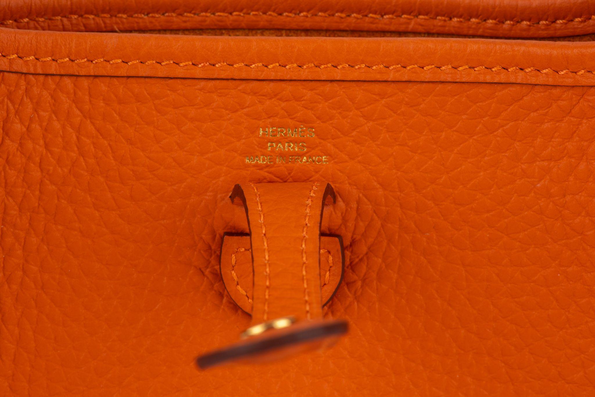 Hermès New Orange Mini Evelyne Gold For Sale 3