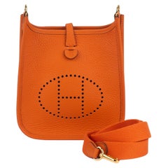 Used Hermès New Orange Mini Evelyne Gold