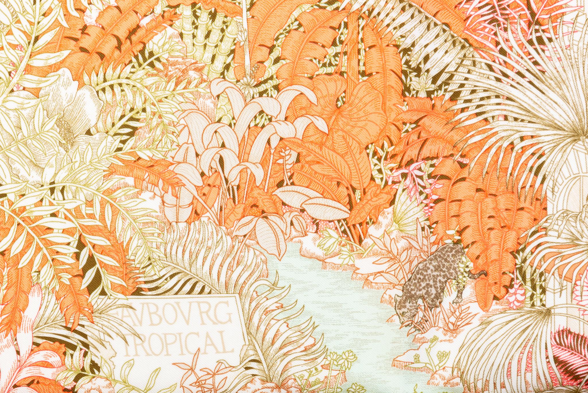 Hermes New Orange Tropical Garden Scarf In New Condition For Sale In West Hollywood, CA