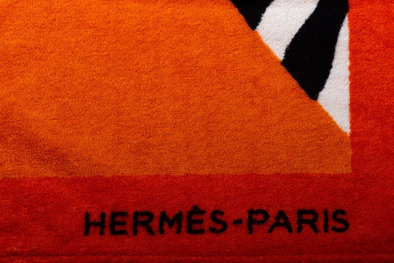 Hermès New Orange Zebras Beach Towel For Sale at 1stDibs
