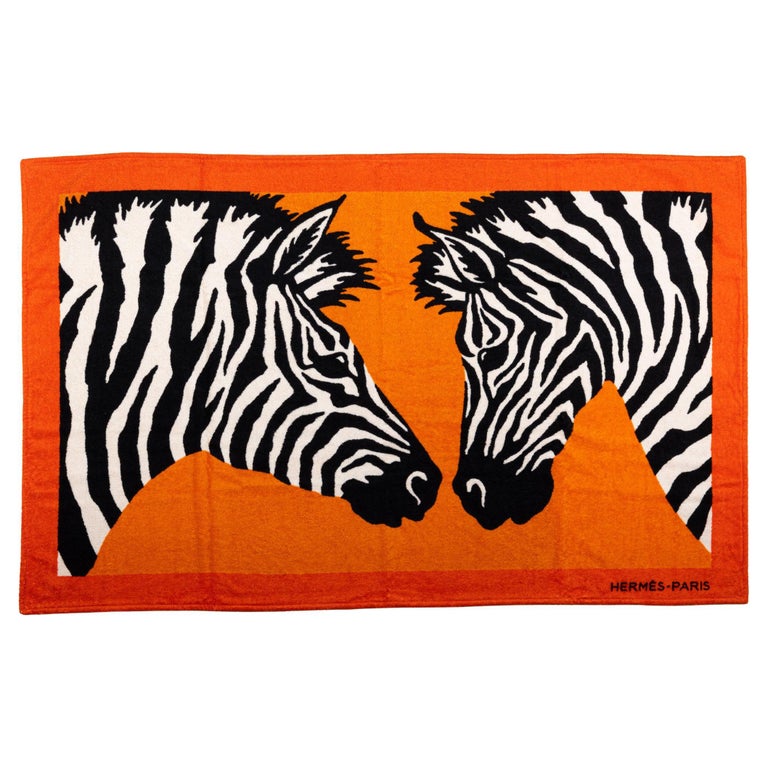 Hermès New Orange Zebras Beach Towel For Sale at 1stDibs