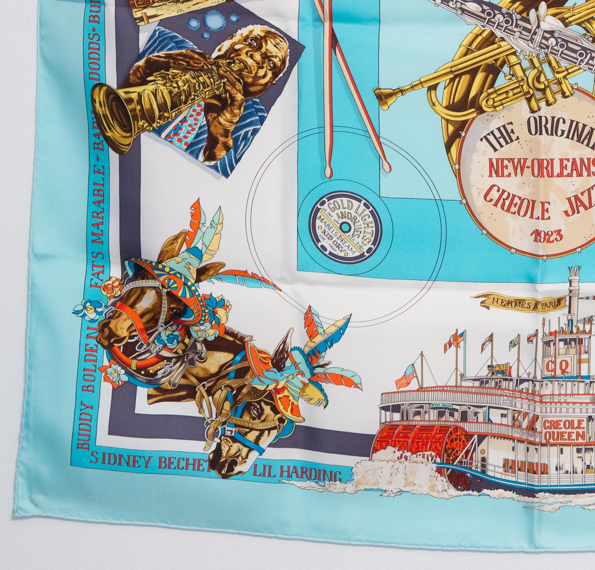 Gray Hermes New Orleans Creole Jazz 1923 by Loic Dubigeon Silk Scarf