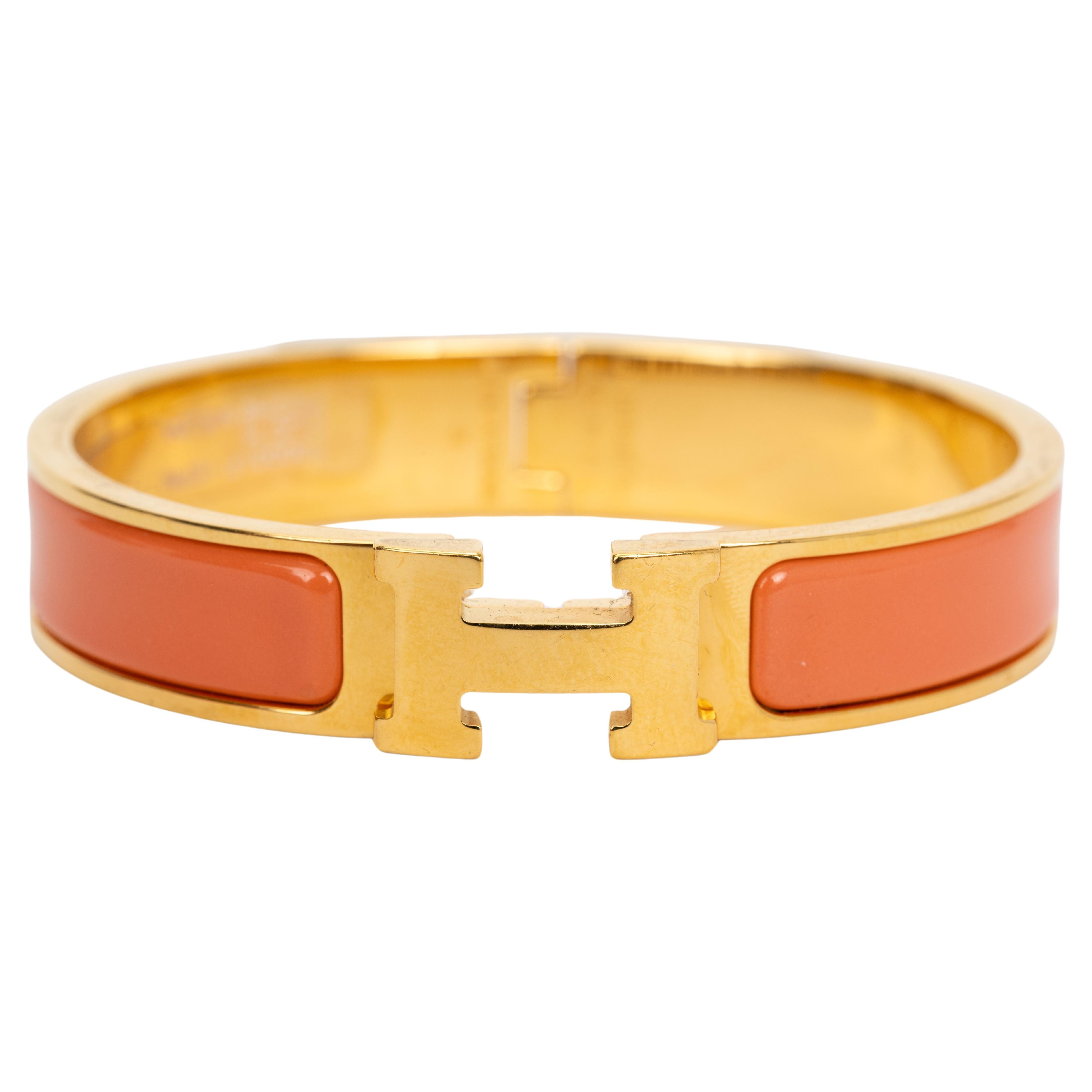 Hermes New Peach Clic Clac H Bracelet For Sale