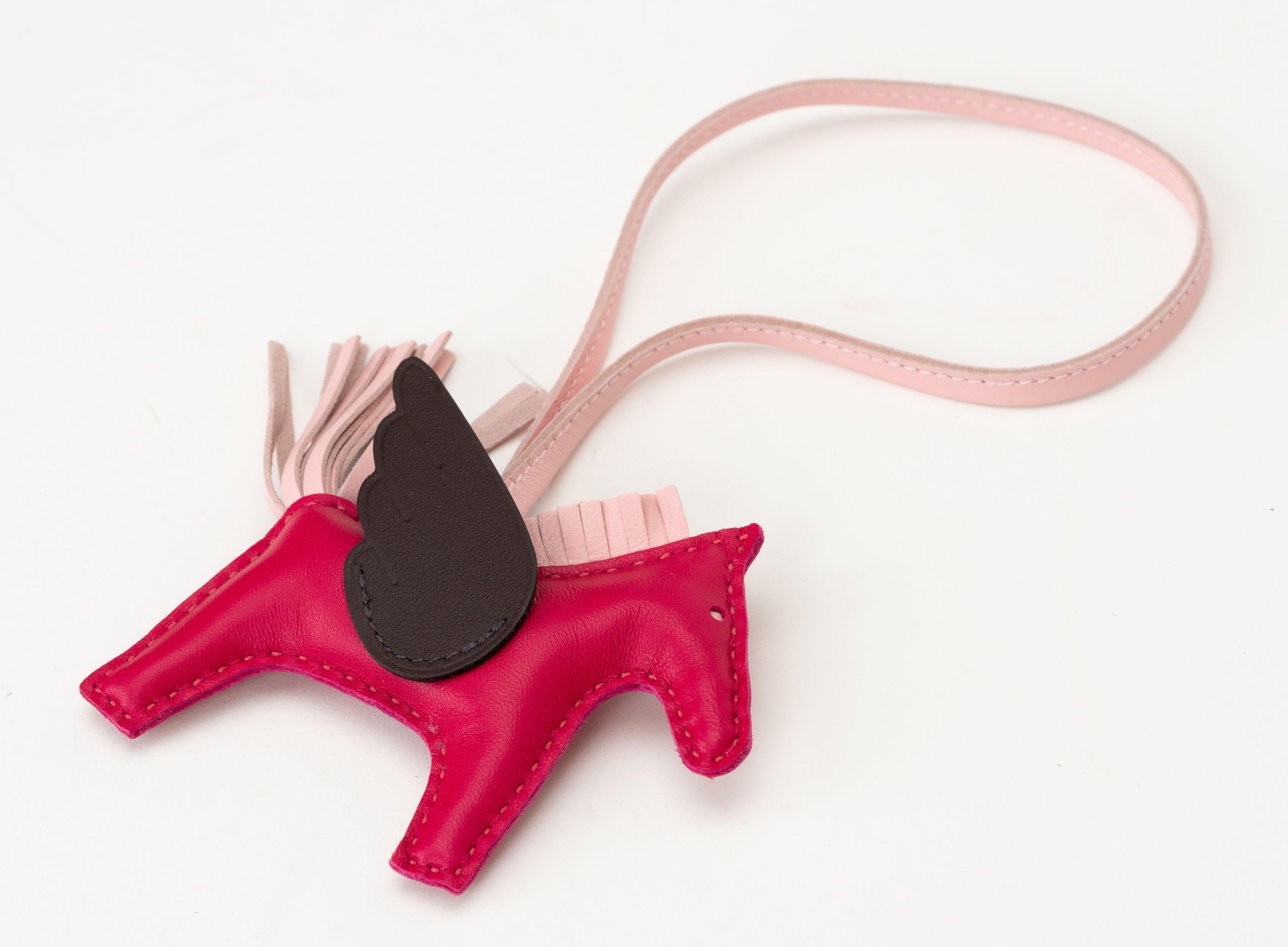 Red Hermes New Pegase Rodeo Bag Charm PM For Sale