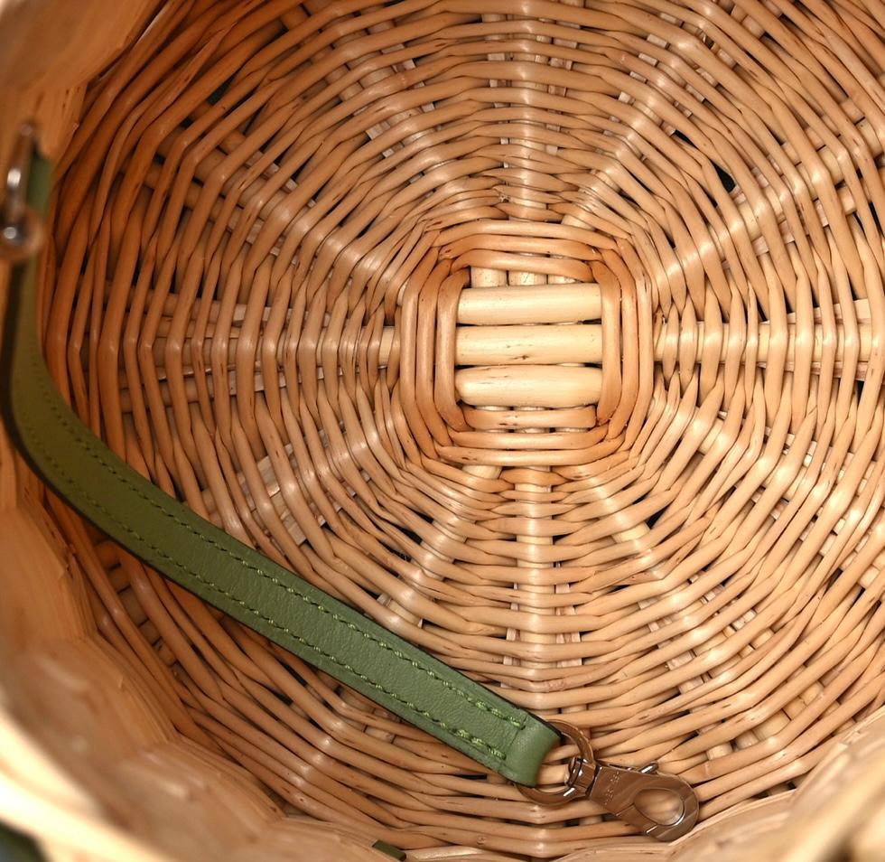 HERMES NEW Picnic Green Tan Wicker Palladium Sac Farming Bucket Shoulder Bag 1