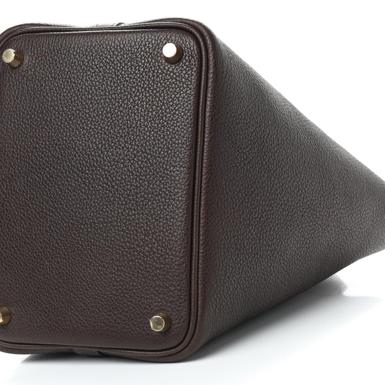 NEU Picotin 18 Dunkelbraune Barenia Leder-Tragetasche mit kleinem Henkel im Zustand „Neu“ im Angebot in Chicago, IL