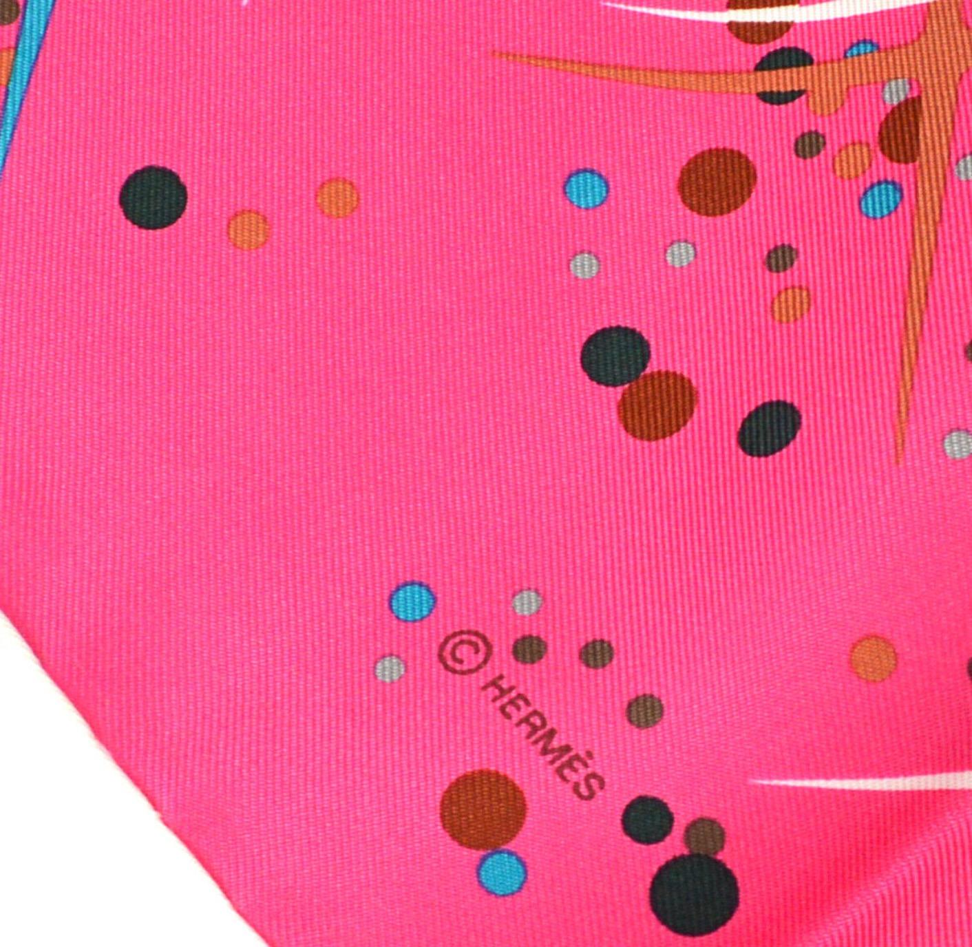 Hermes NEW Pink Confetti Burst Multi Color Silk Women's Neck Scarf in Box  1