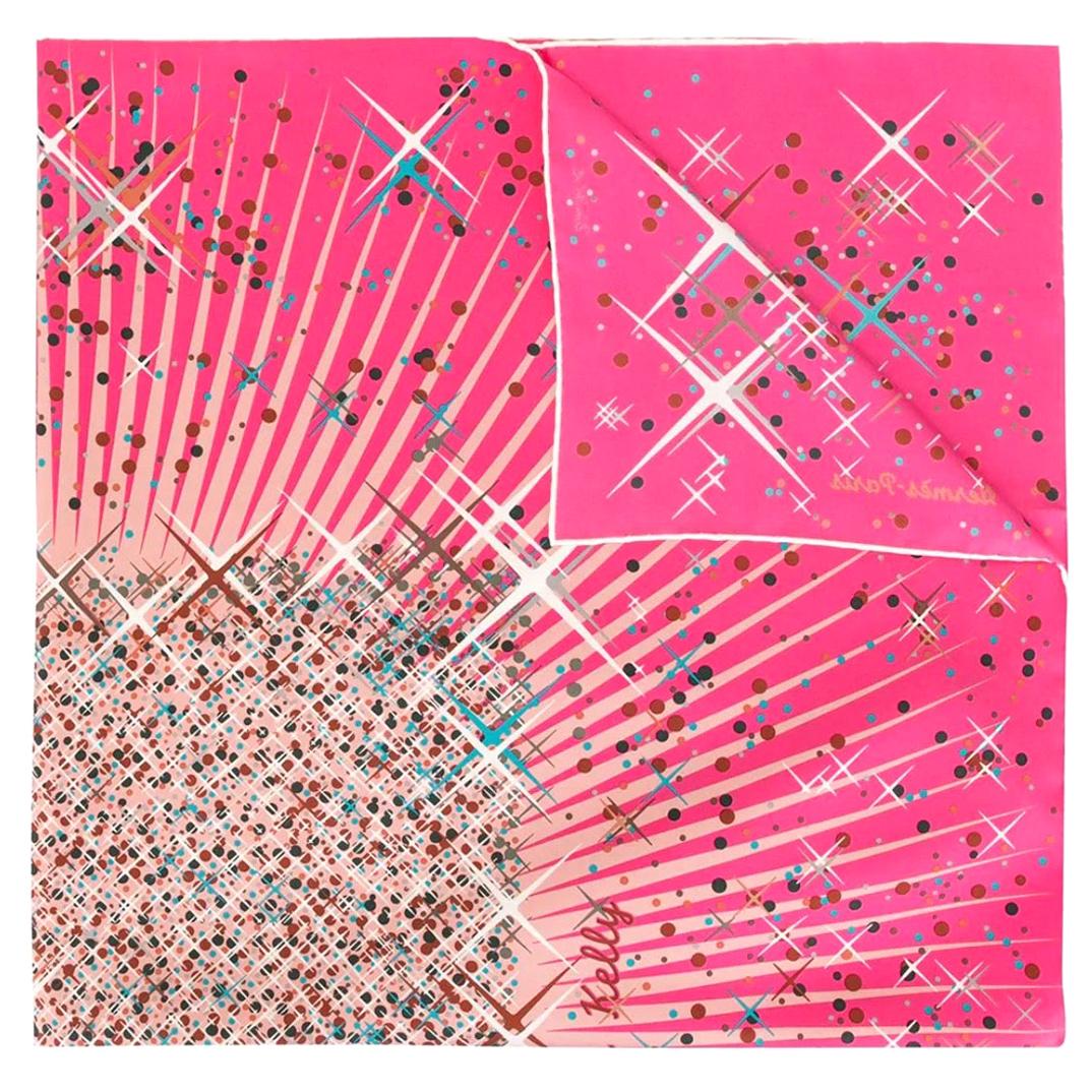 Hermes NEW Pink Confetti Burst Multi Color Silk Women's Neck Scarf in Box 