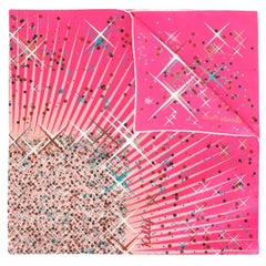 Hermes NEW Pink Confetti Burst Multi Color Silk Women's Neck Scarf in Box 