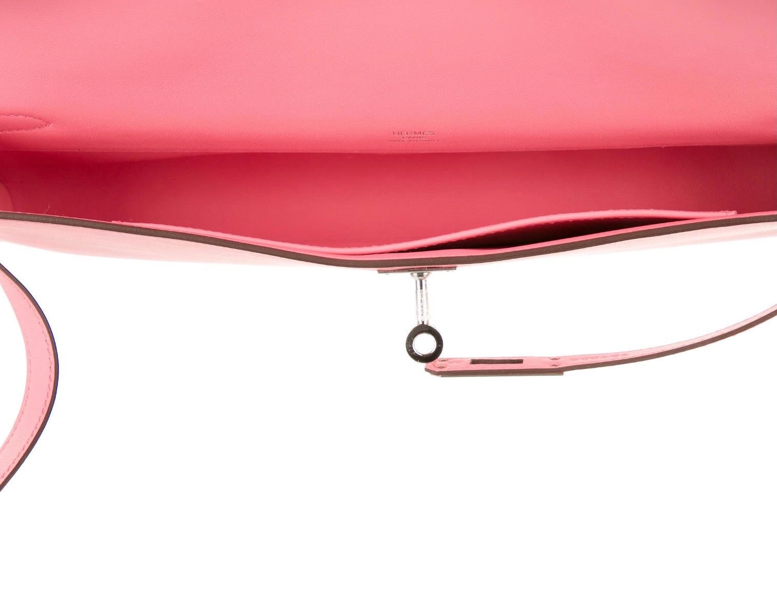 Women's Hermes NEW Pink Kelly Evening Top Handle Clutch Bag in Box