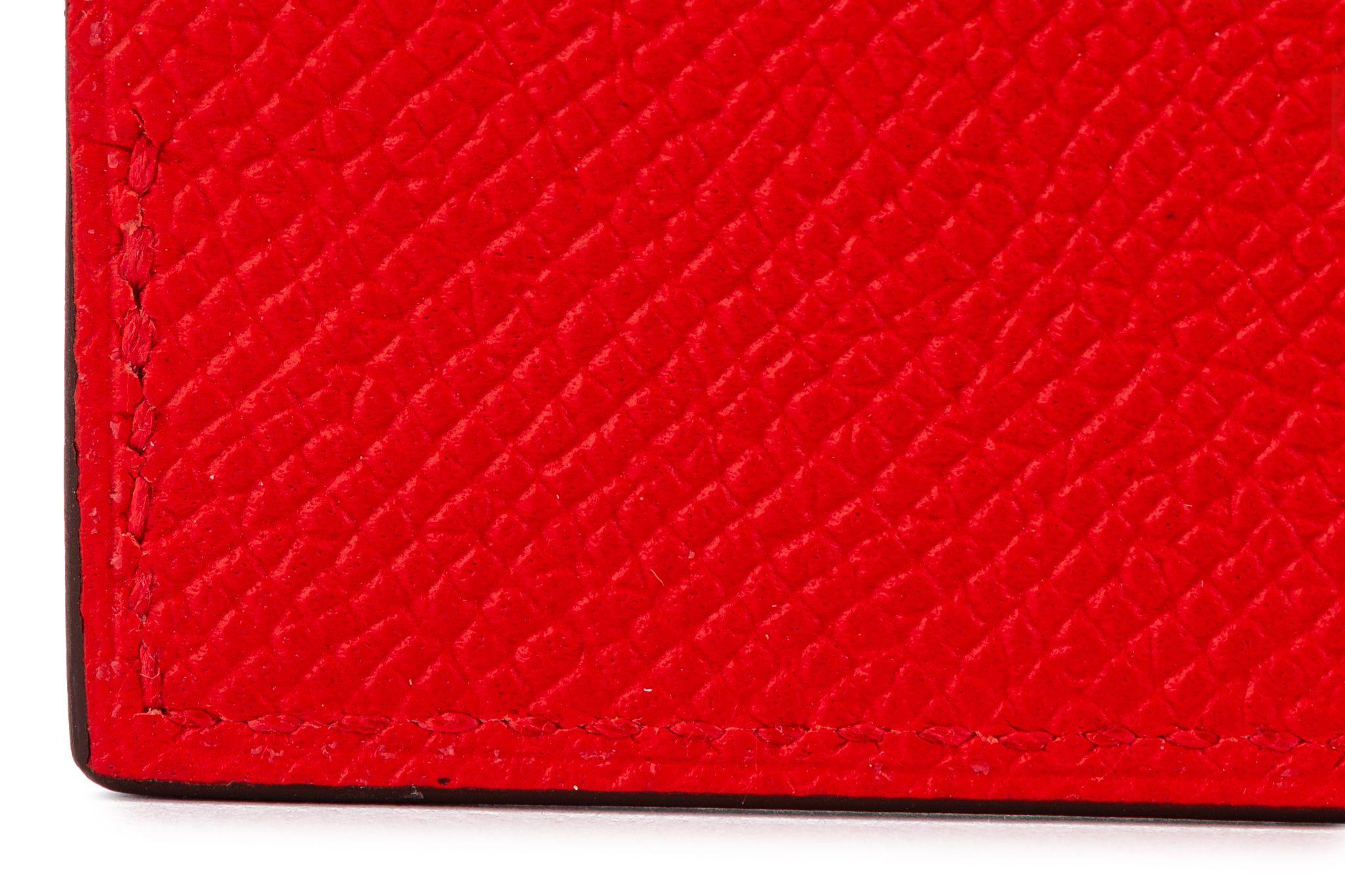Hermès red and pink Epsom leather passport holder. Date stamp U. Brand new with box.