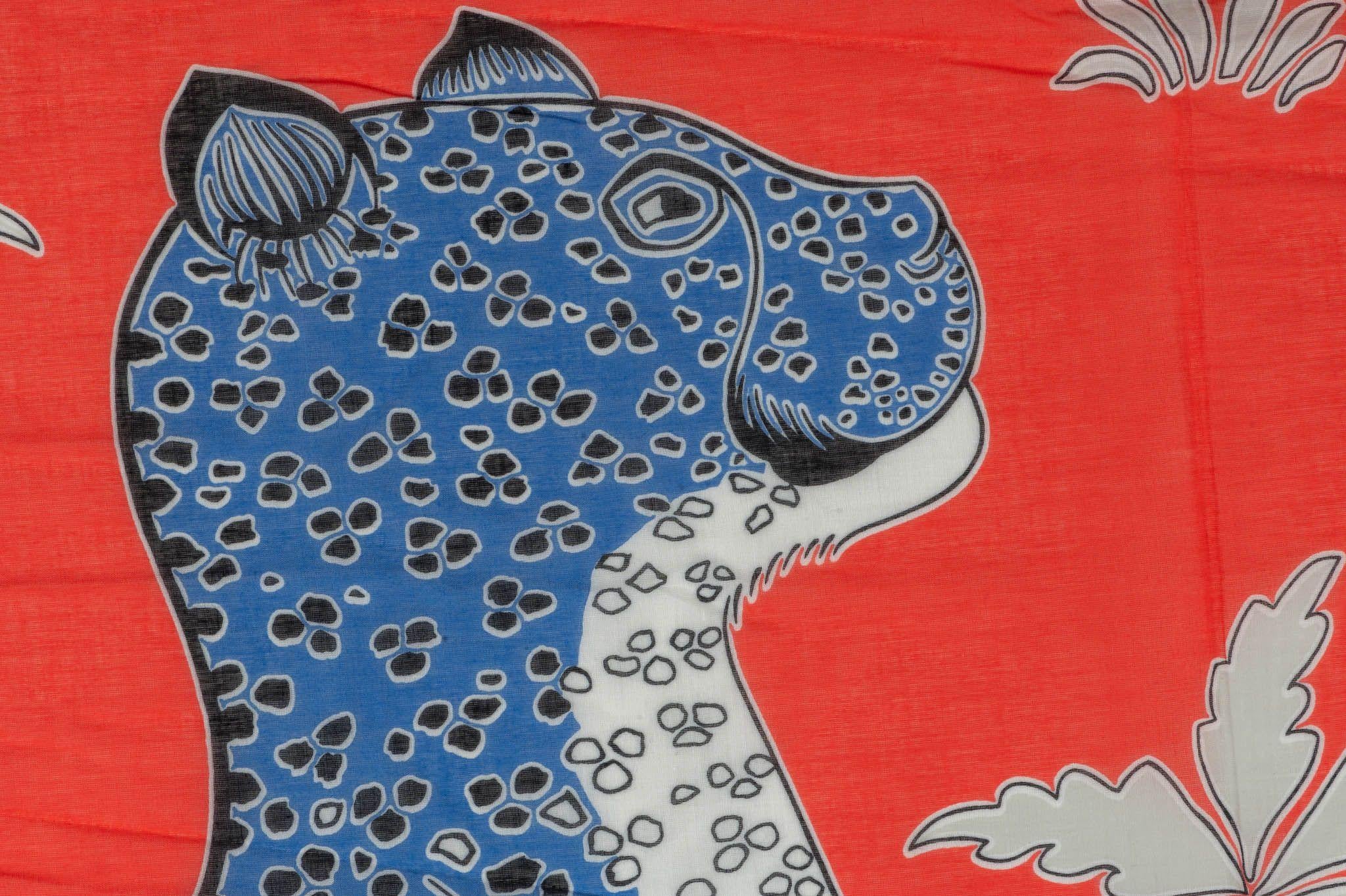Hermès New Red Guepards Sarong Shawl (châle) Unisexe en vente