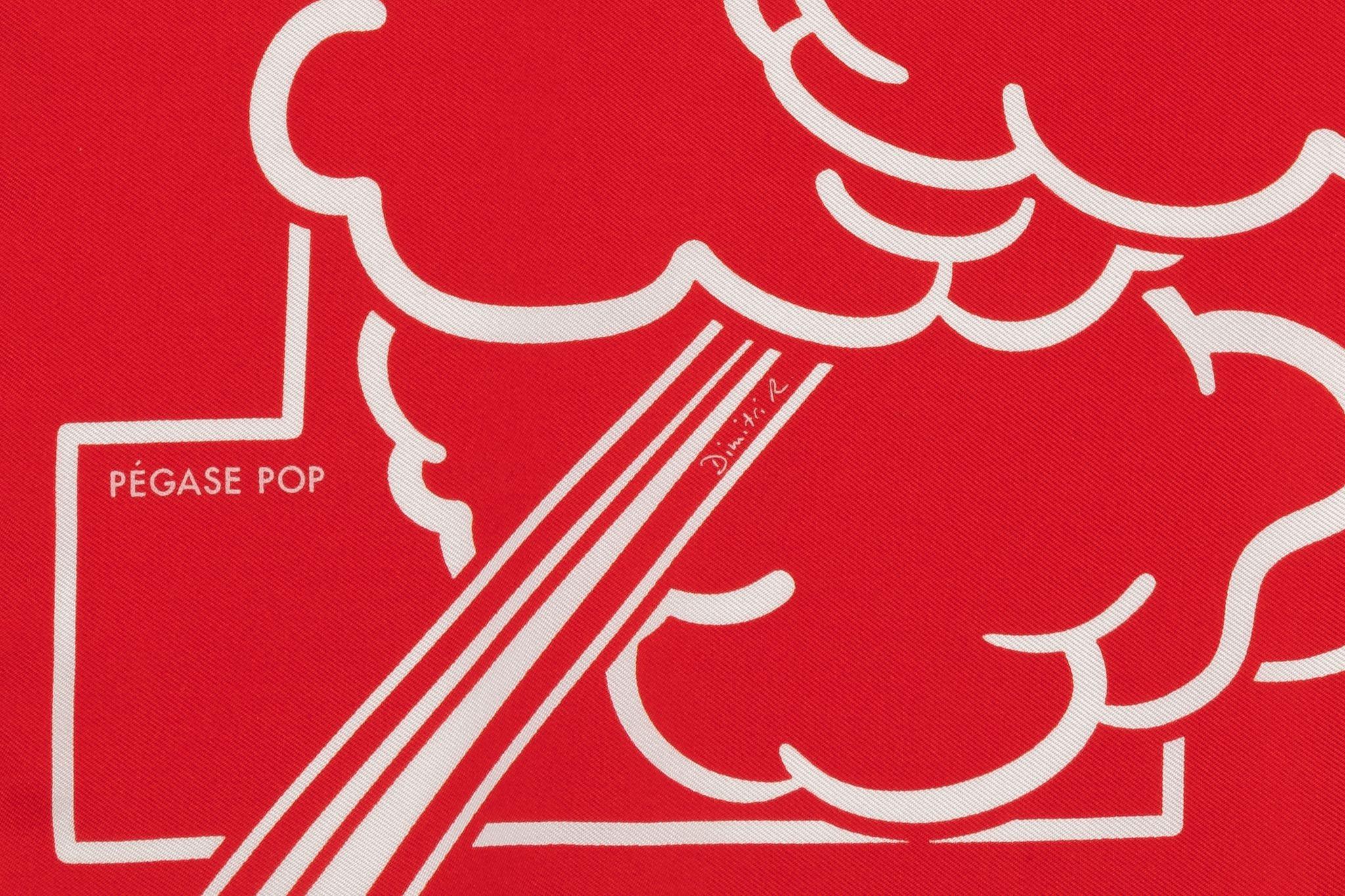 Hermès New Red Pop Pegase Silk Gavroche In condizioni Nuovo in vendita a West Hollywood, CA