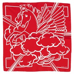 Hermès New Red Pop Pegase Silk Gavroche