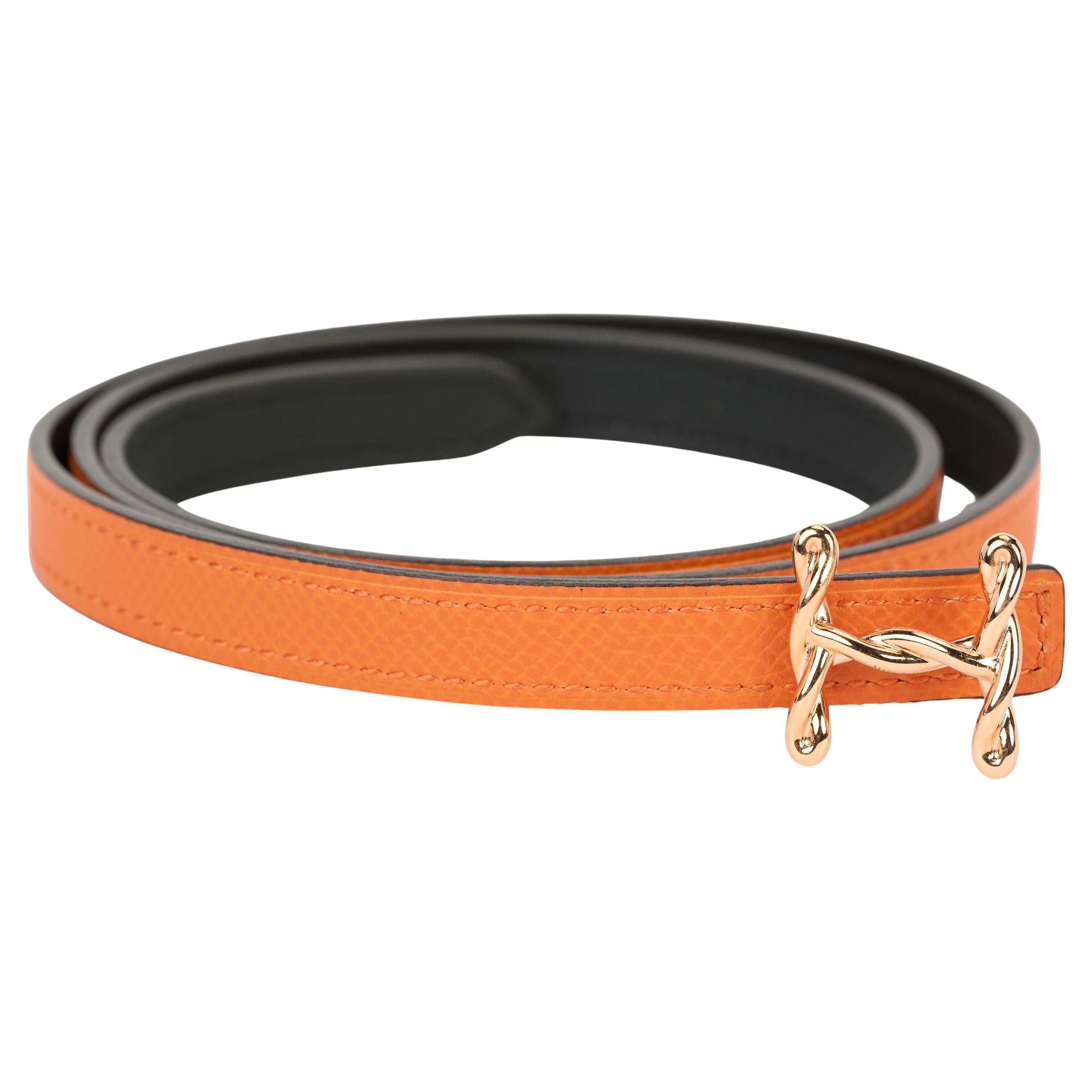 Hermès New Reversible Orange Belt Torsad For Sale