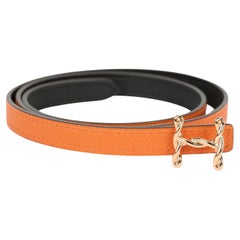 Hermès Nuevo Cinturón Reversible Naranja Torsad