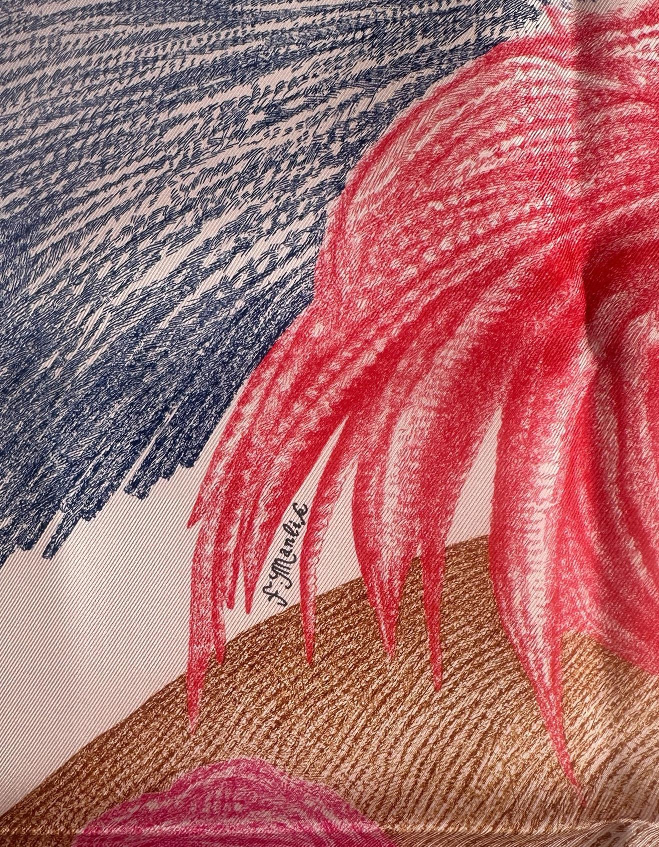 Hermes NEW Rose Fane/ Bleu/ Violet Plumets Et Panaches 90cm Silk Scarf designed by Florence Manlik

Made In: France
Color: Rose Fane/ Bleu/ Violet
Materials: 100% Silk
Overall Condition: Excellent, like new
Includes: Hermes tag
Retail: $550 plus