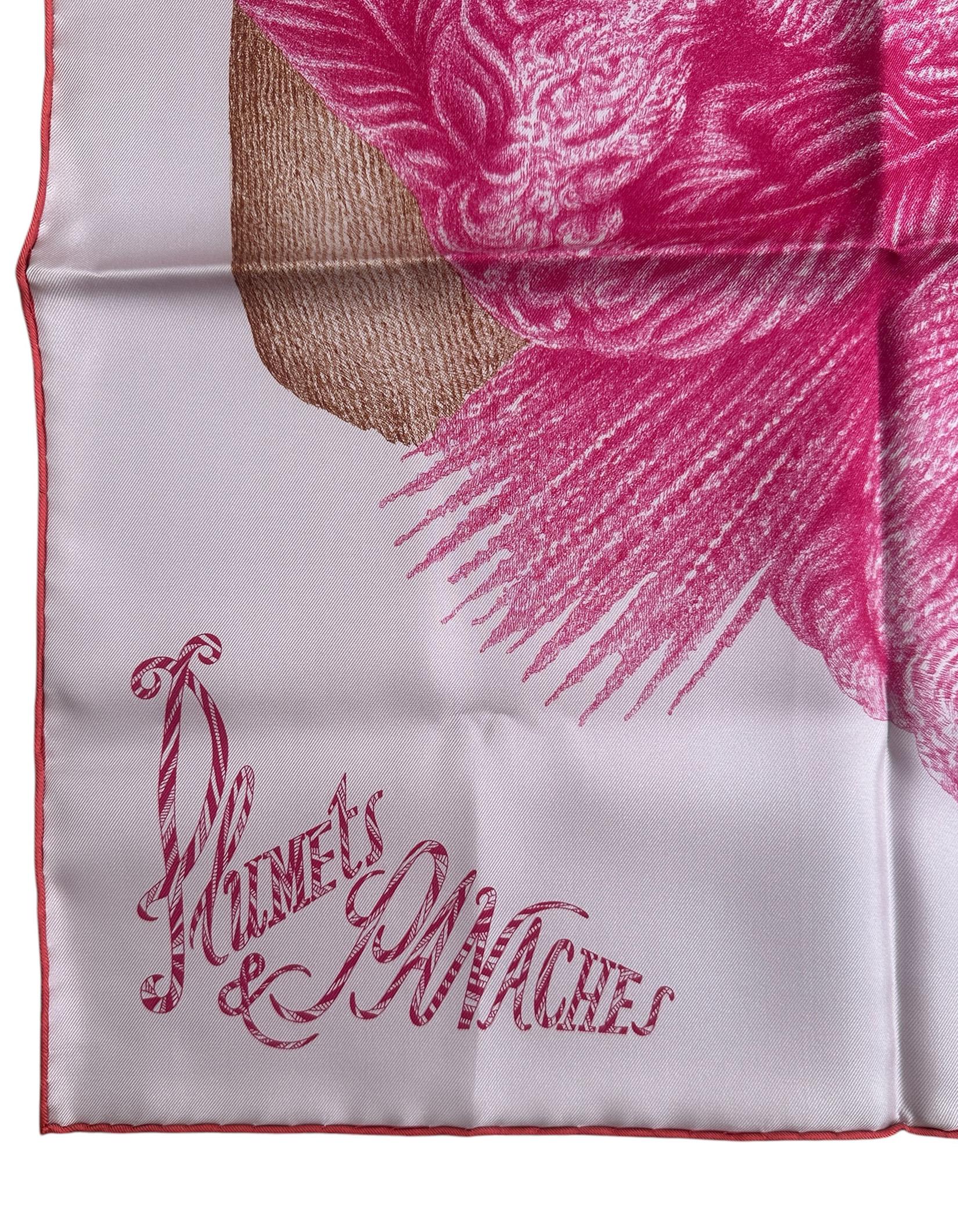 Gray Hermes NEW Rose Fane/ Bleu/ Violet Plumets Et Panaches 90cm Silk Scarf
