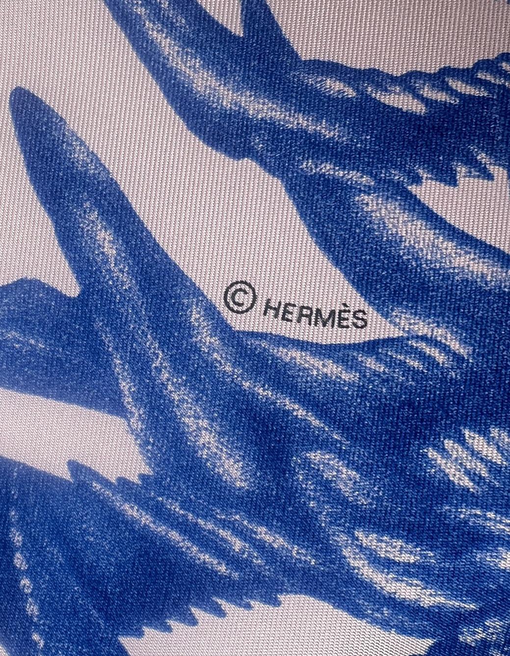 Hermes NEW Rose Fane/ Bleu/ Violet Plumets Et Panaches 90cm Silk Scarf 1