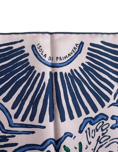 Hermes NEW Rose Fane/Marine Isola di Primavera 90cm Silk Scarf