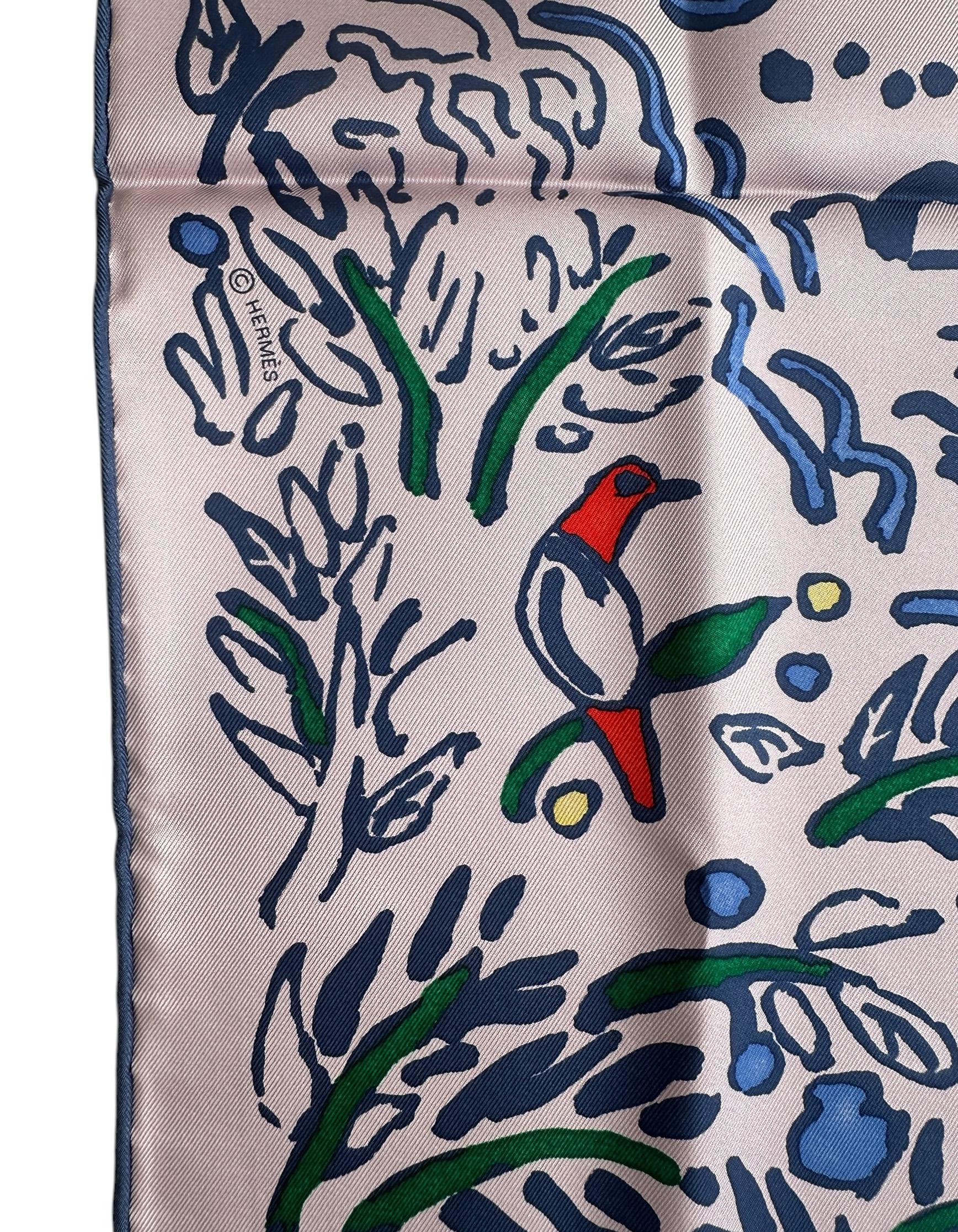 Women's Hermes NEW Rose Fane/Marine Isola di Primavera 90cm Silk Scarf